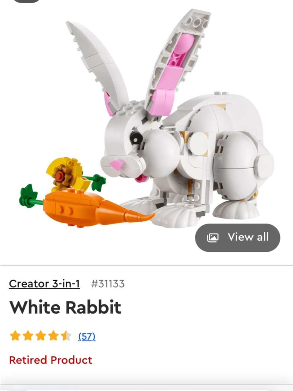 Lego Retired Product - 3-in-1 White Rabbit